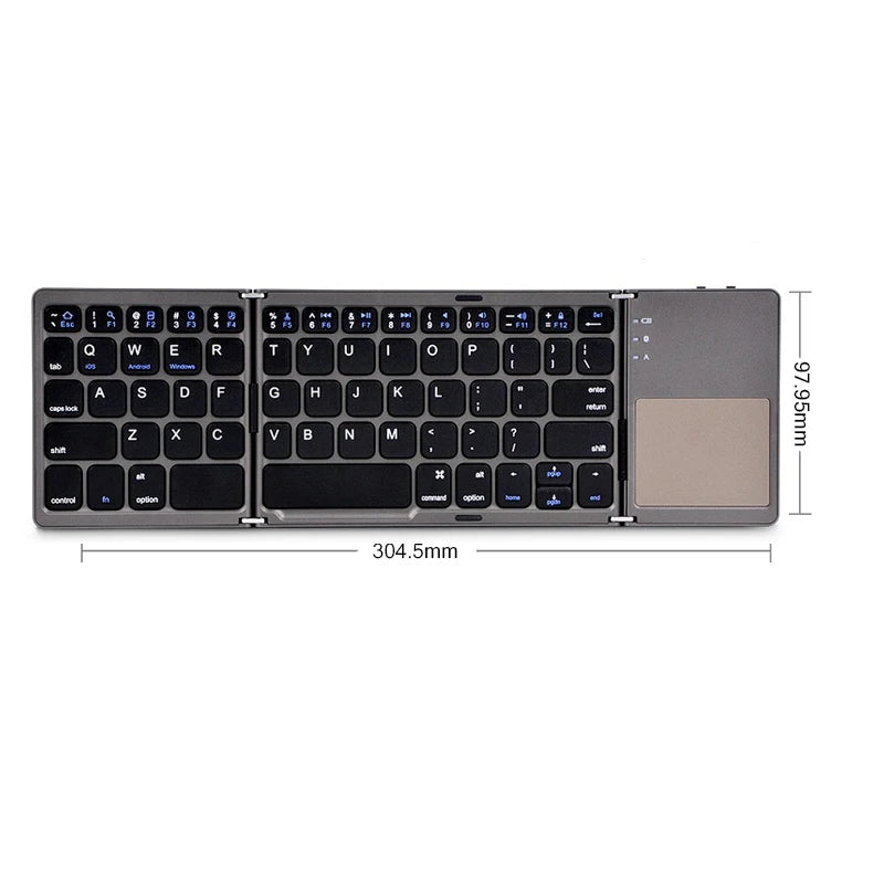 KeyBino Wireless Folding Keyboard Bluetooth Keyboard with Touchpad for Windows, Android, Ios,Phone,Multi-Function Button Mini Keyboard